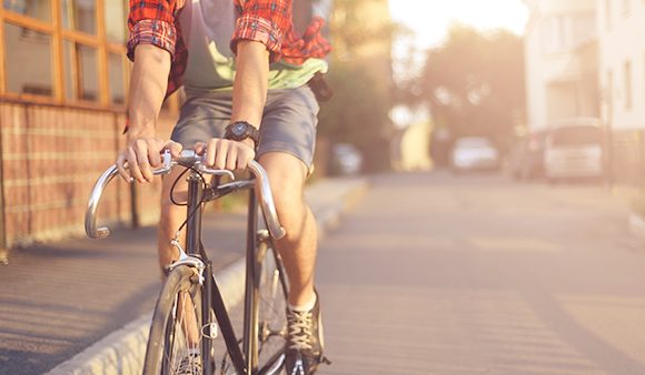 cyclist at dusk