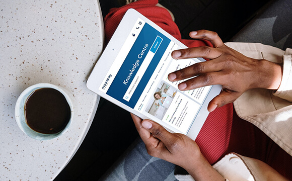Moorepay's Knowledge Centre on tablet