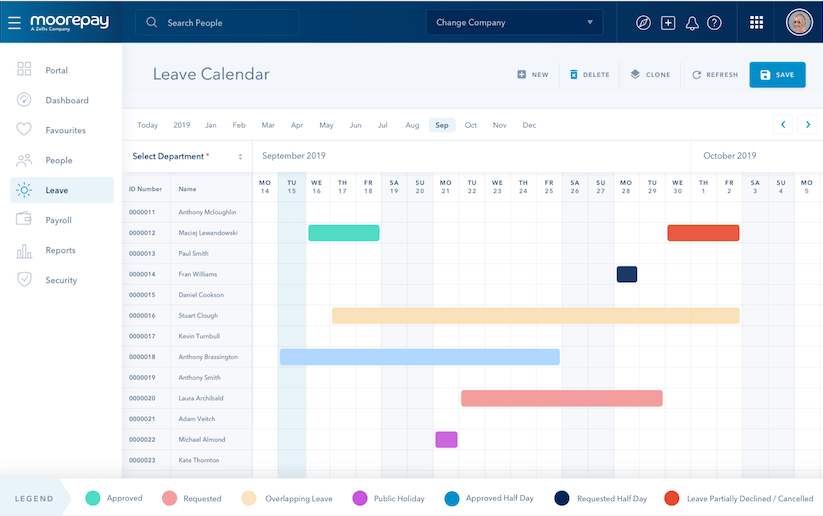 hr software leave calendar on laptop