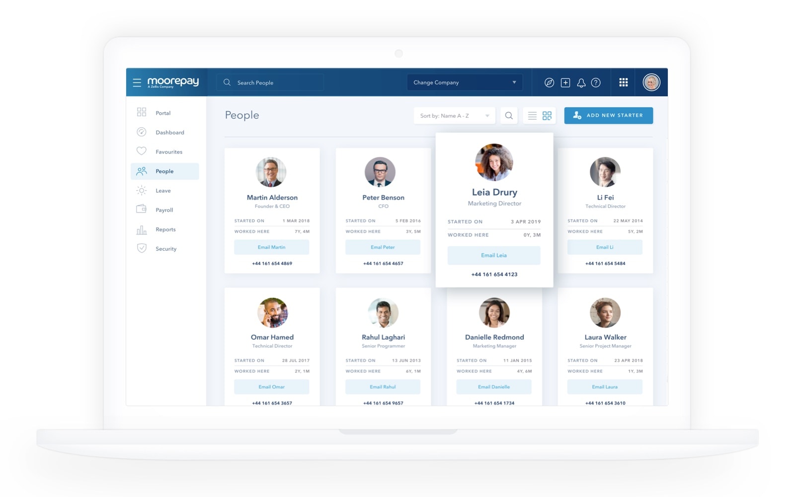 moorepay payroll software dashboard