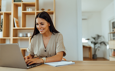 woman working at laptop