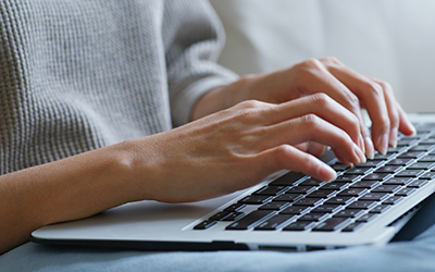 typing on keyboard