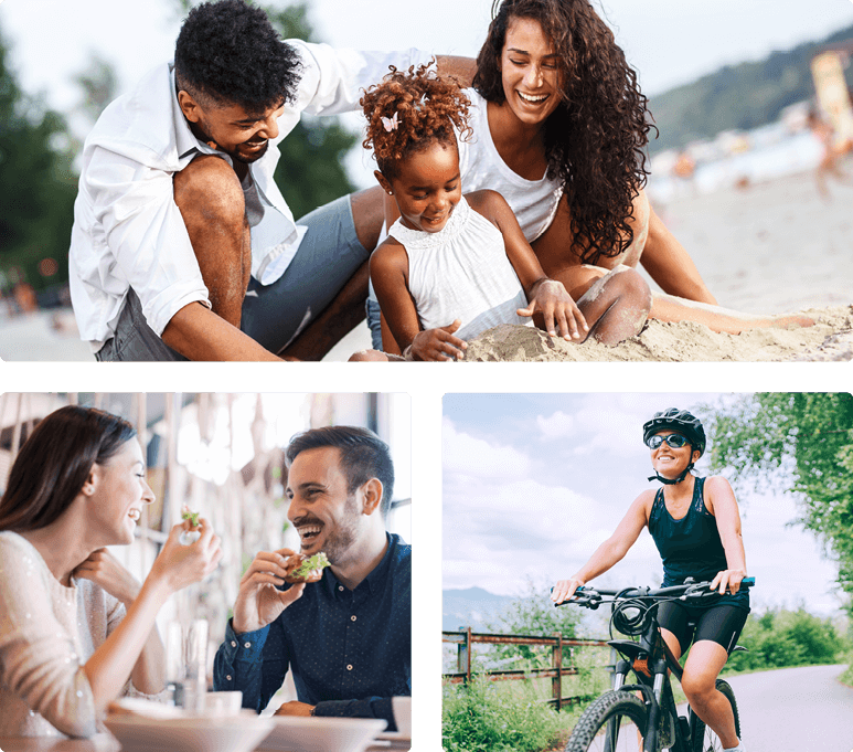 family meal biking collage