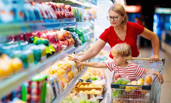 woman and child shopping