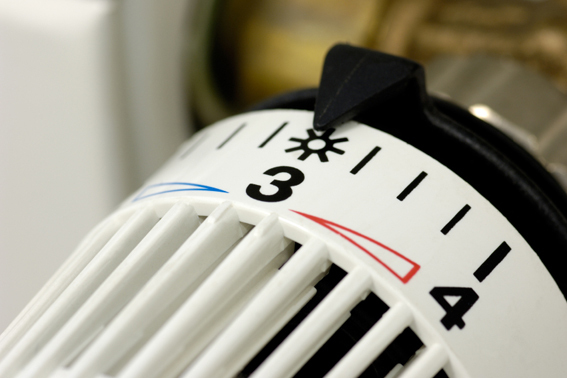 close up of radiator dial