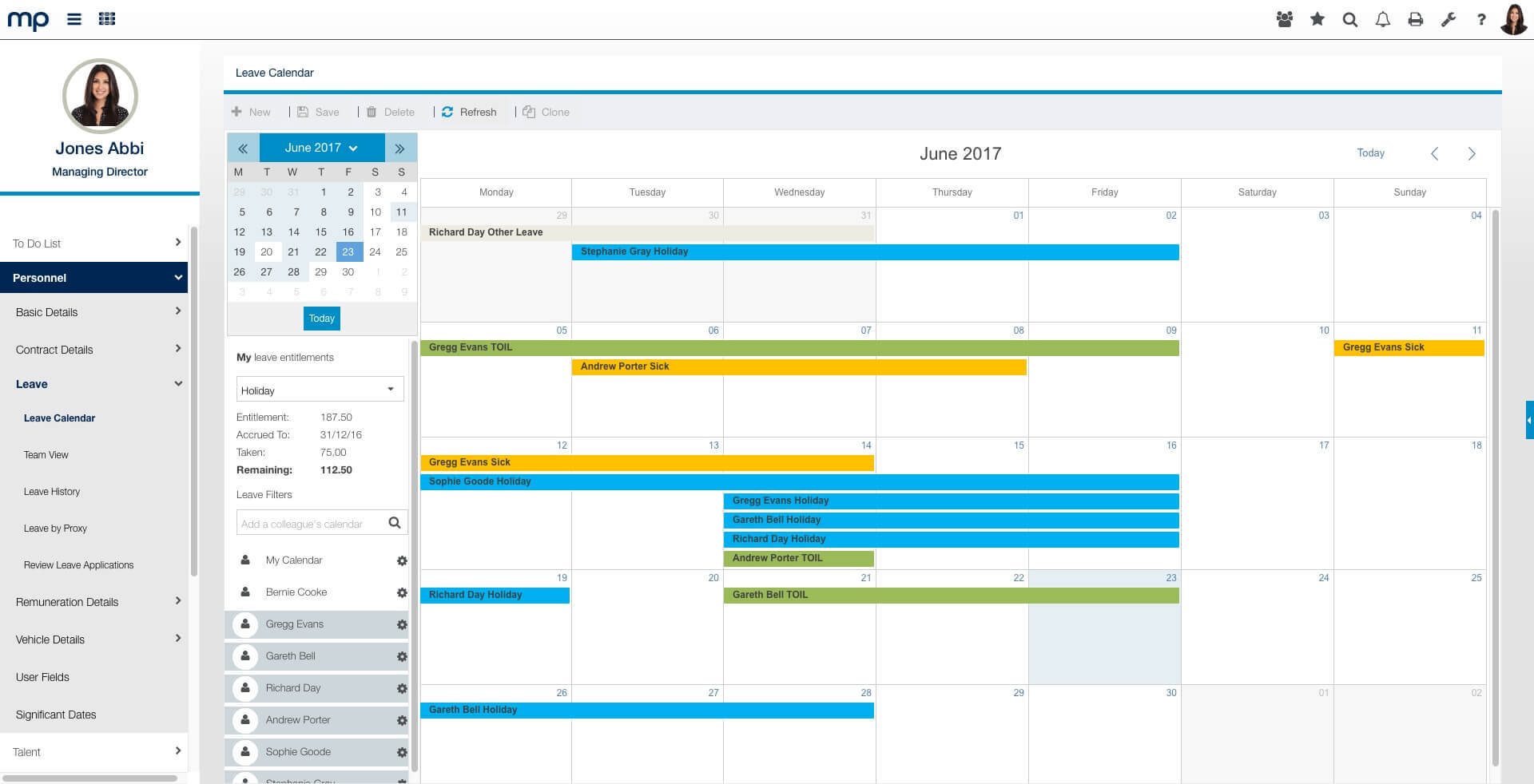absence management calendar