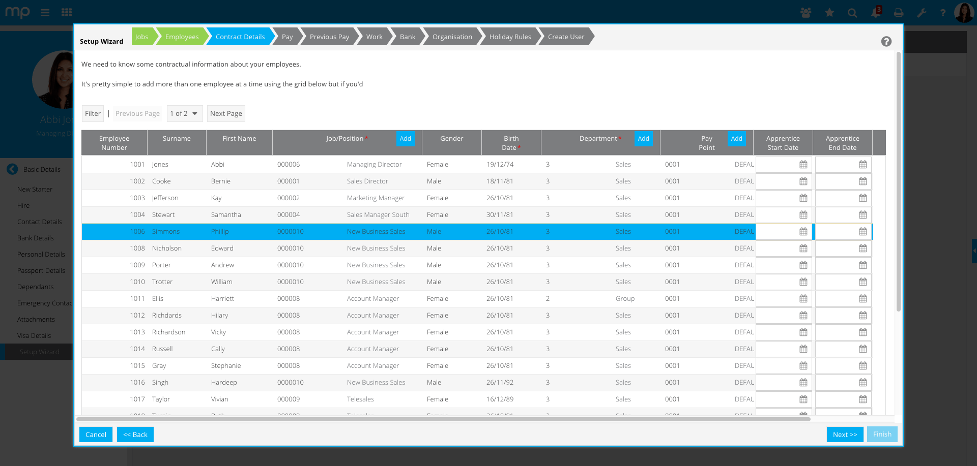 moorepay personnel management screen