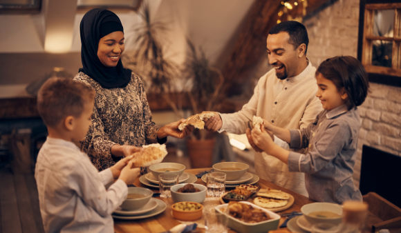 family sharing ramadan meal