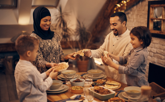 family sharing ramadan meal