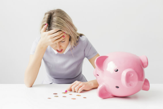 woman stressed about lack of money