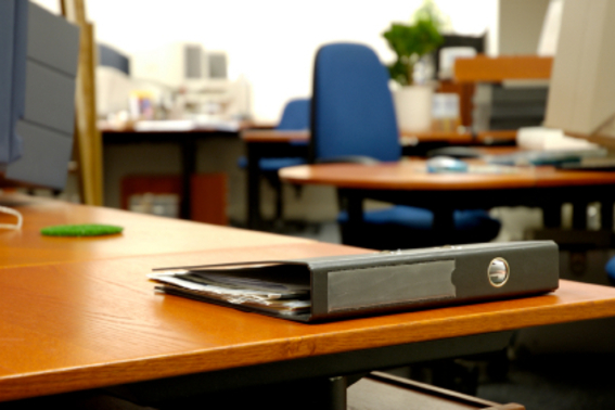 binder folder on empty desk