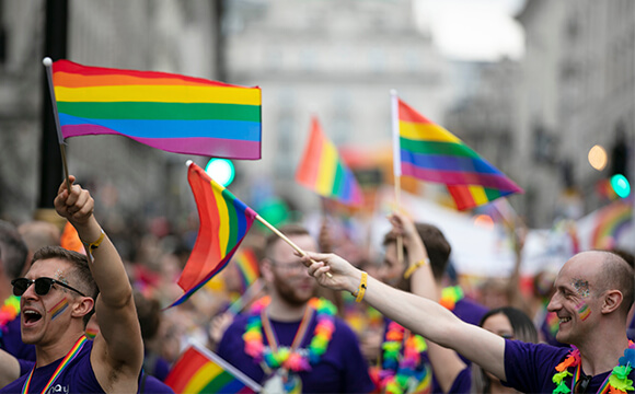 pride parade with flags