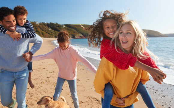 family day out on the beach