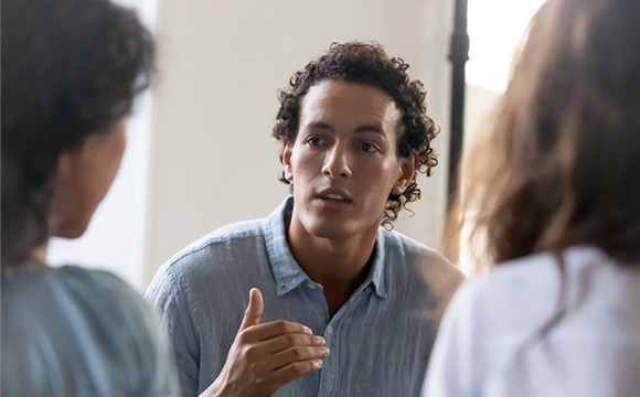 man talking in office