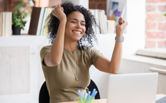 woman celebrating