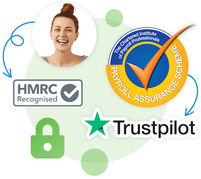 Payroll compliance Trust Logos: HRMC Recognised, Payroll Assurance Scheme and Trustpilot
