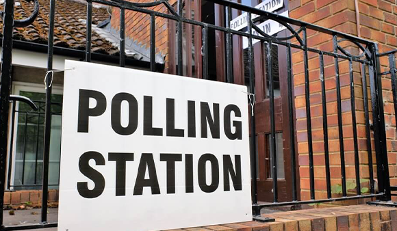 picture of a polling station sign