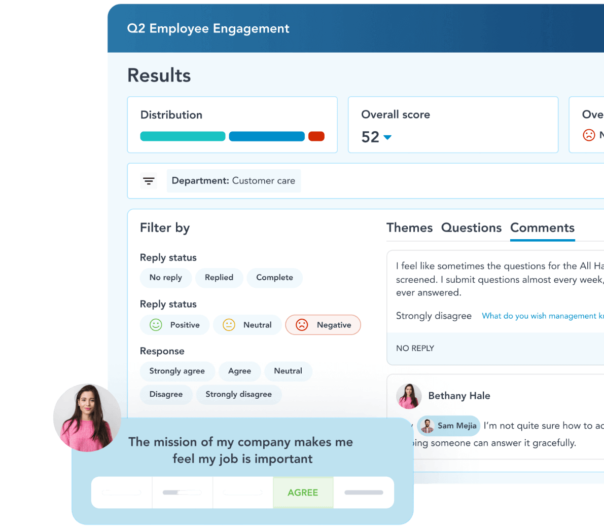 employee engagement hr software UI dashboard